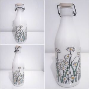 Cerve water bottle white glass and floral motiff